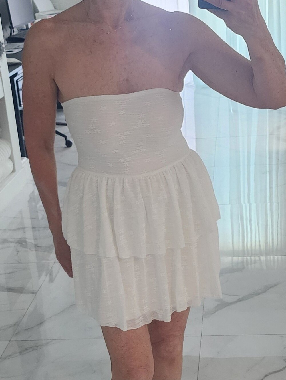 See You Monday White Strapless Mini Dress